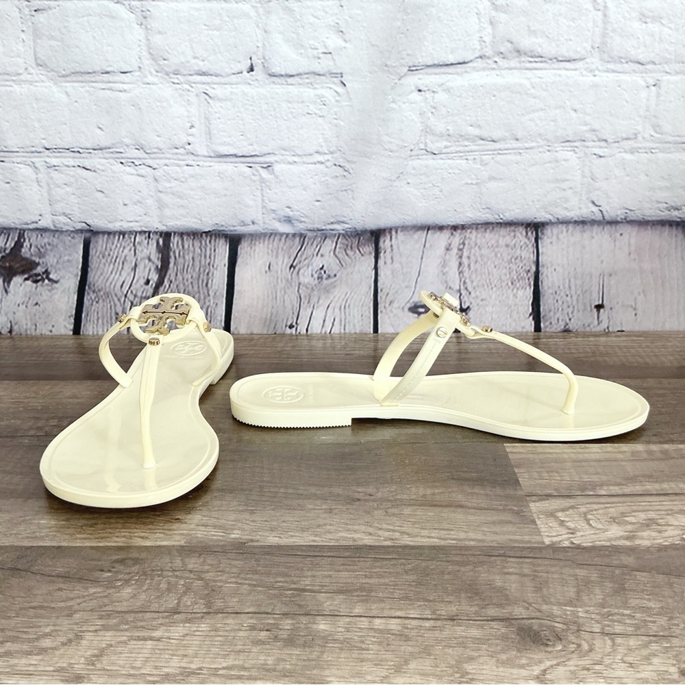 Tory Burch Mini Miller Jelly Flat Thong Ivory Size 8M - Picture 9 of 14